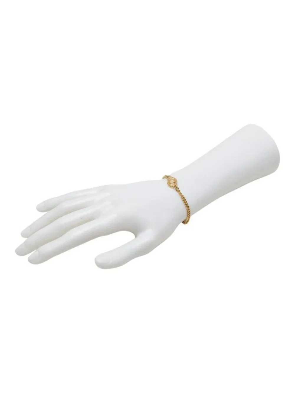 Dior CD Logo Chain Bracelet Gold Plated Rhinestone